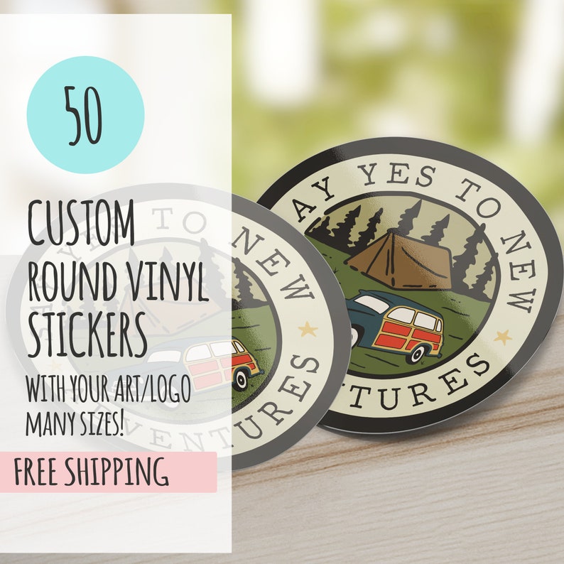 Custom Circle/Round Stickers Set of 50 Waterproof Vinyl 3mil Thickness Glossy or Matte Finish I Round Circle Sticker Label I Eco Ink image 1