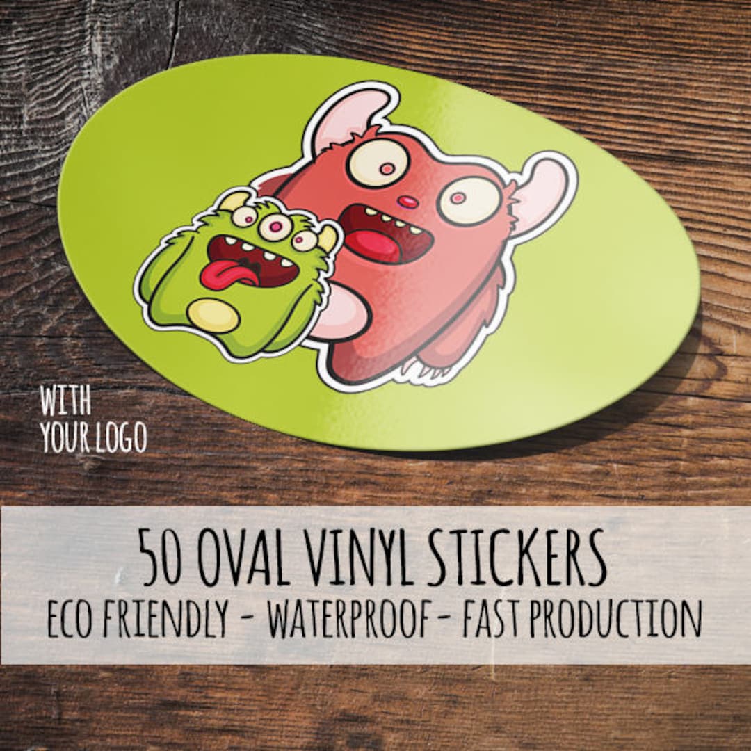 Cheap Custom Stickers 50 Vinyl Oval Stickers Waterproof Etsy