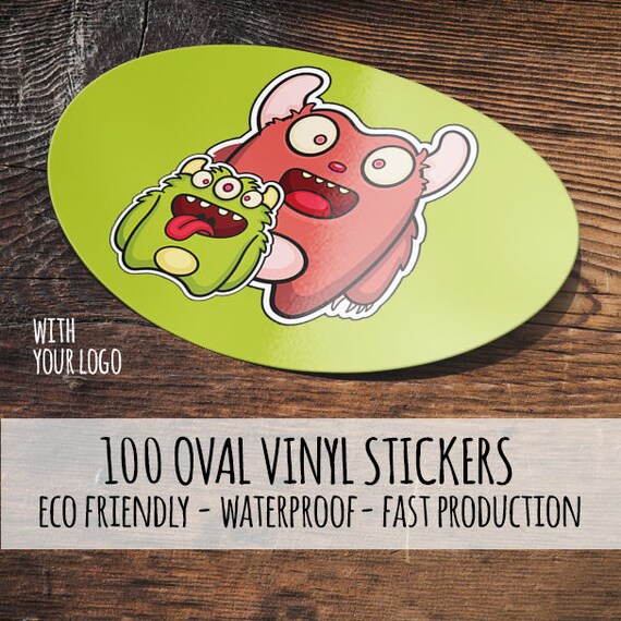 Custom Vinyl Stickers 100 Custom Stickers Vinyl Oval Etsy