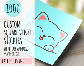 Custom Square Vinyl Stickers, Waterproof Labels