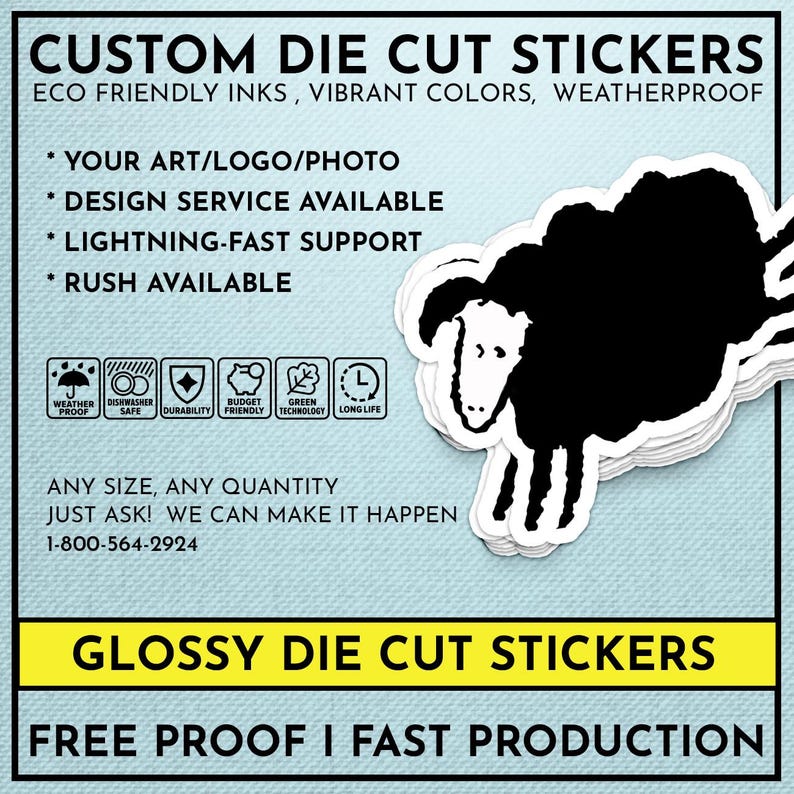 Custom Glossy Vinyl Stickers – Waterproof, Die Cut , Free Proofs, Fast ...