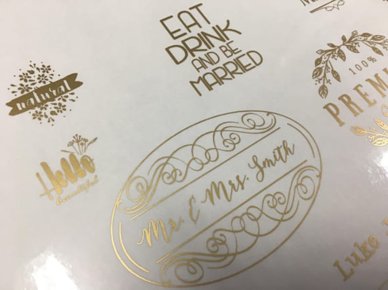 50 Square Gold on Clear Sticker Labels Waterproof Clear Etsy