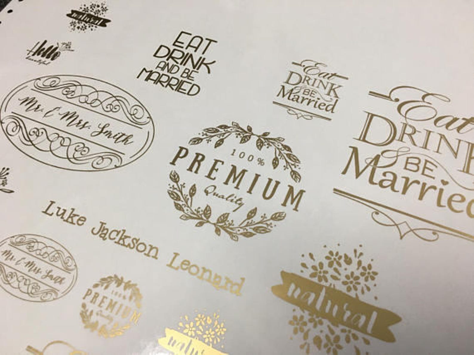 50 Square Gold on Clear Sticker Labels, Waterproof Clear Sticker Label