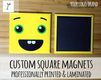 Custom Square Magnets, Personalized Logo, 2" Fridge Magnets