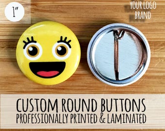 Custom 1" Round Pin Buttons - Recycled Steel, Laminated
