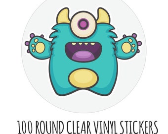 100 Clear Full Color Custom Round Stickers, Transparent Rounded Label Stickers, Transparent Labels, Waterproof