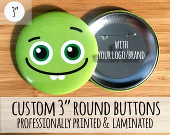 Custom 3" Round Button Pins, Personalized Badges