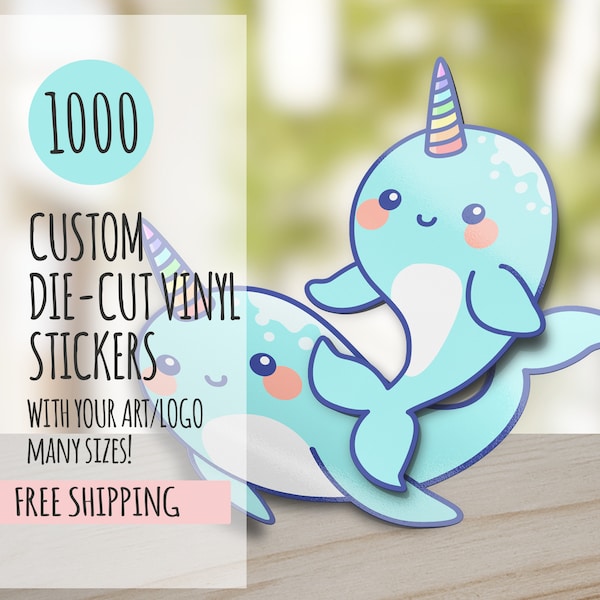 1000 Custom Stickers- Die Cut- Cut to Shape waterproof
