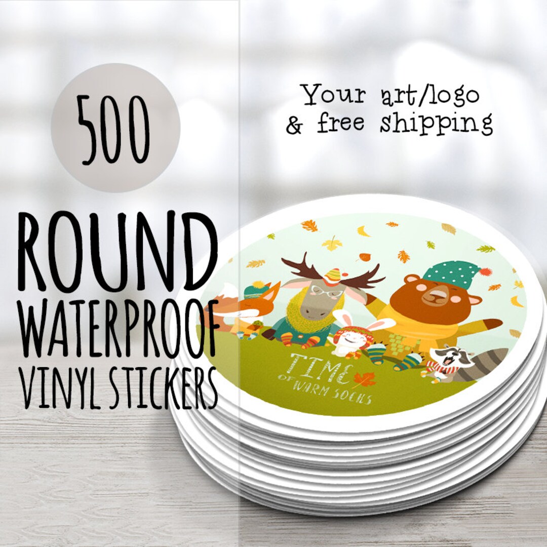 500 Round Full Color Custom Vinyl Stickers, Labels, Waterproof - Etsy