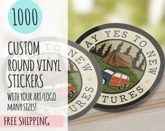 1000 Custom Round Stickers – Waterproof Vinyl Decals