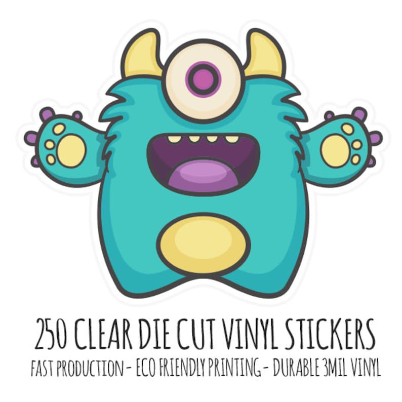 Clear Die Cut Stickers 250 Clear Vinyl Die Cut Stickers Cut Etsy