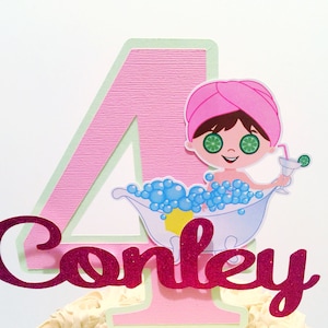 Spa Party Cake Topper, Spa Party Supplies, Bath Bomb Party Cake Topper