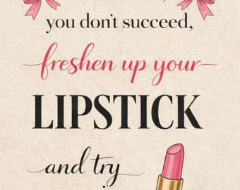 Funny Makeup Tote Bag, Lipstick Quote Tote, Cute Pink Bow Canvas Bag, Gift for Best Friend, Beauty Lover Gift, Feminine Tote Bag