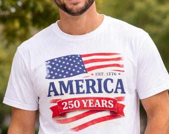 America 250 Years Patriotic USA T-Shirt, Vintage Flag Graphic Tee