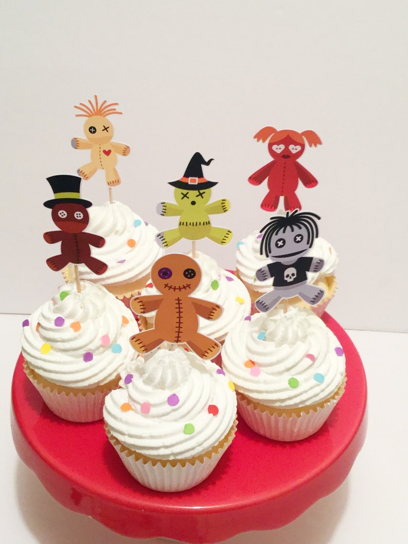 Voodoo Doll Cupcake Toppers Halloween Party Decorations Etsy