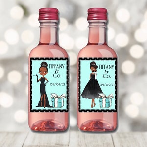 African American Breakfast At Tiffanys MINI Wine Bottle Labels, Breakfast at Tiffanys Party Supplies, Bachelorette Party, Bridal Shower