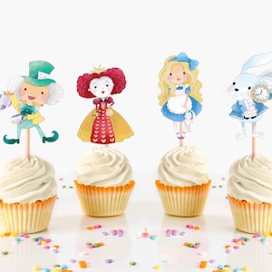 Alice In Wonderland Inspired Cupcake Toppers, Alice In Wonderland Party Supplies