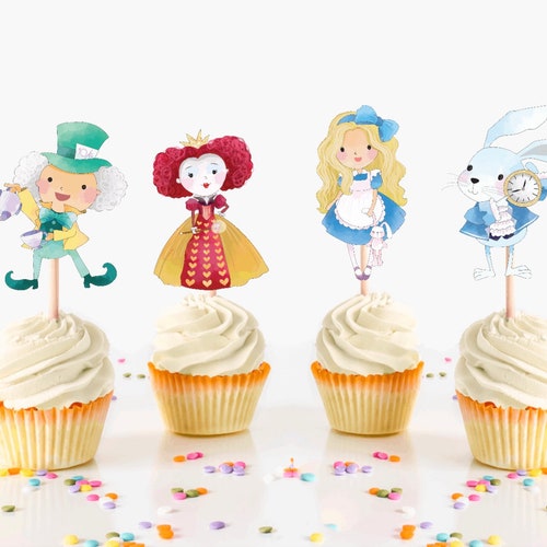 Alice in Wonderland Cupcake Toppers Alice in Wonderland Party - Etsy