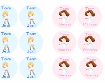 Star Wars Inspired Gender Reveal Voting Stickers, Gender Reveal Stickers, Princess or Jedi Stickers