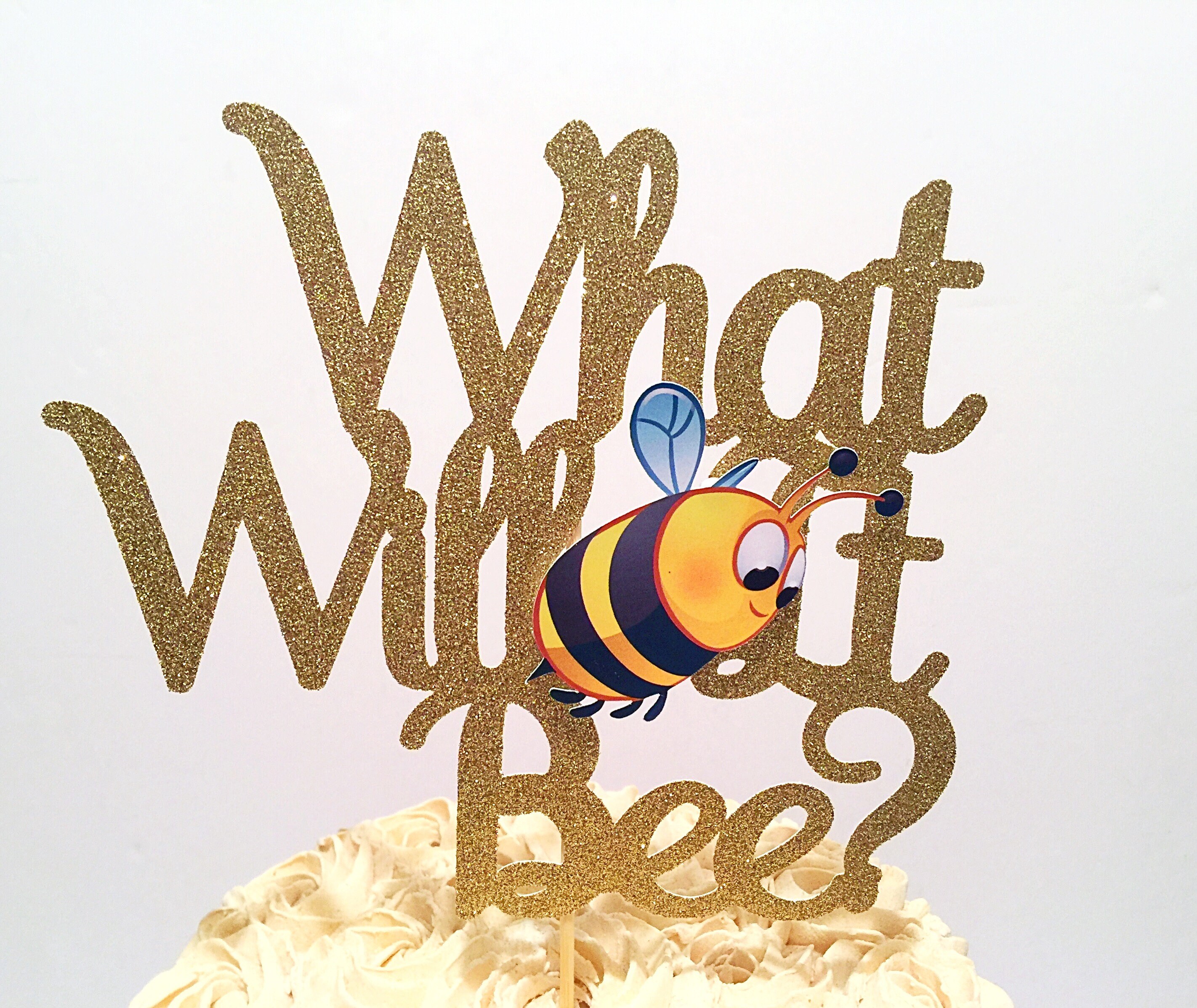 What Will It Bee Gender Reaveal Cake Topper Bee Gender Reveal Etsy