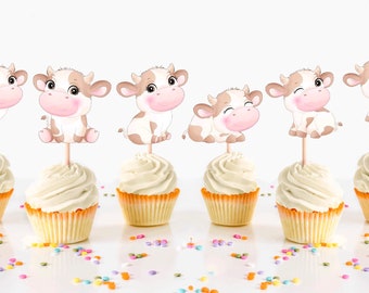 Cute Cow Cupcake Toppers, Cow Themed Party Supplies