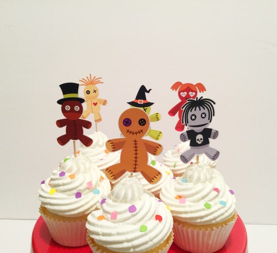 Voodoo Doll Cupcake Toppers Halloween Party Decorations Etsy