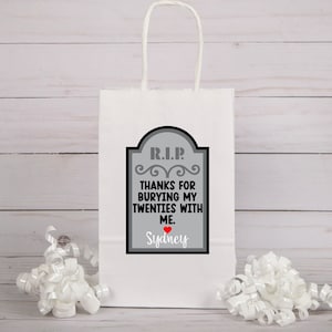 RIP twenties Thank You Stickers, RIP Twenties Gift Bag Stickers, Personalized