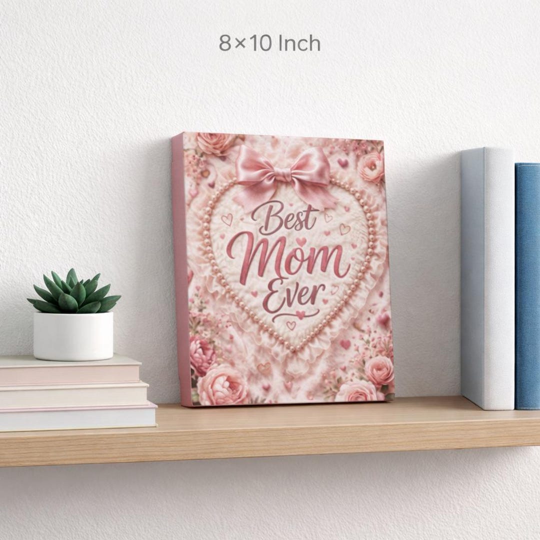 Best Mom Ever Canvas Wall Art, Mothers Day Gift for Mom, Pink Floral ...