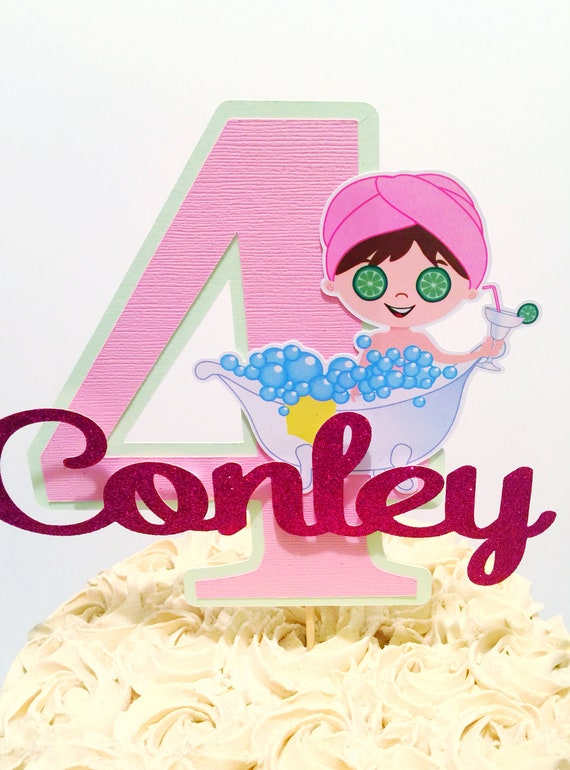Spa Party Cake Topper Spa Party Supplies Bath Bomb Party Etsy