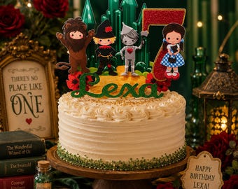 Wizard of Oz Cake Topper, Emerald City Birthday Cake Topper, Fantasy Birthday Party Decor, Personalized Wizard Birthday, Ruby Slippers Party