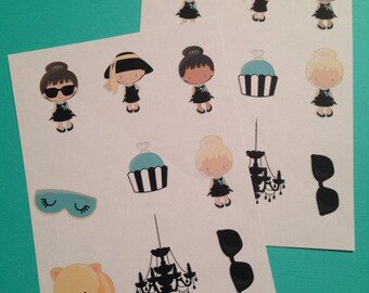 Breakfast at Tiffany's Inspired Stickers - set of 18 (Planner Stickers, Chic Stickers, Breakfast at Tiffany's)