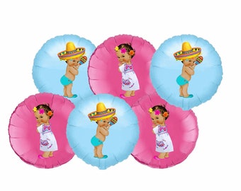 Senor or Senorita Gender Reveal Balloon Stickers, Set of 6