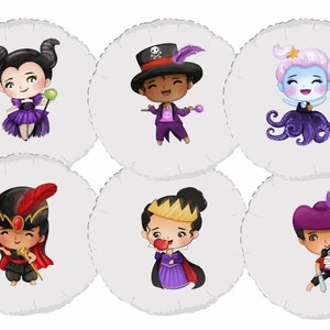 Baby Villain Balloon Stickers, Villain Party Supplies