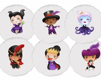Baby Villain Balloon Stickers, Villain Party Supplies