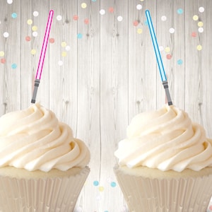 Light Saber Cupcake Toppers, Star Wars Gender Reveal Cupcake Toppers, princess or Jedi Gender Reveal decorations