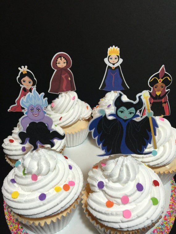 cake decor// party supplies SET OF 10 Maleficent Cupcake Toppers