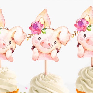 Pretty Pig Cupcake Toppers, Pretty Piggy, Glamorous Pig, Pig Theme Ideas