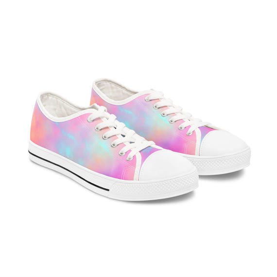 Pastel Tie Dyed Women's Sneakers, Summer Festival Shoes, Shopping Shoes,  Colorful Low Tops, Tie Dyed Shoes for Women