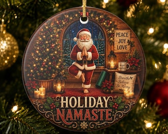 Wakacyjna ozdoba Namaste Santa Yoga Ceramiczna dekoracja świąteczna