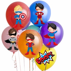 Boy Superhero Balloon Stickers, Superhero Party Supplies