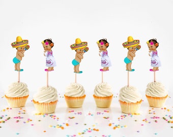 Senor Or Senorita Gender Reveal Cupcake Toppers, Latino Gender Reveal