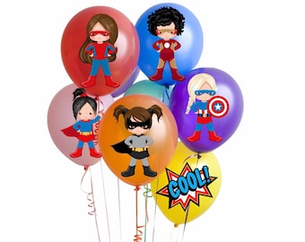 Girl Superhero Balloon Stickers, Girl Superhero Party Supplies