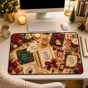 Alfombrilla de escritorio navideña acogedora, tapete de escritorio festivo, decoración festiva para la oficina, decoración navideña para el espacio de trabajo, tapete de escritorio alegre y brillante.