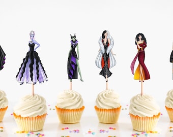 Fashionista Villains Cupcake Toppers, Party Decor