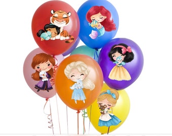 Princess And Pet Balloon Stickers, Princess Party Supplies