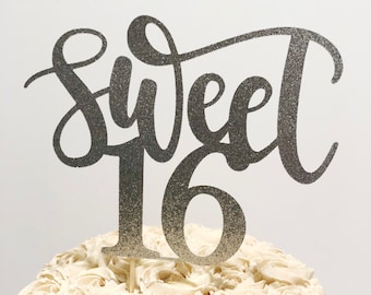 Sweet Sixteen Glitter Cake Topper