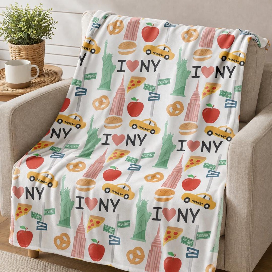 New York Icons Minky Blanket, I Love NY Throw, City Lover Comfort