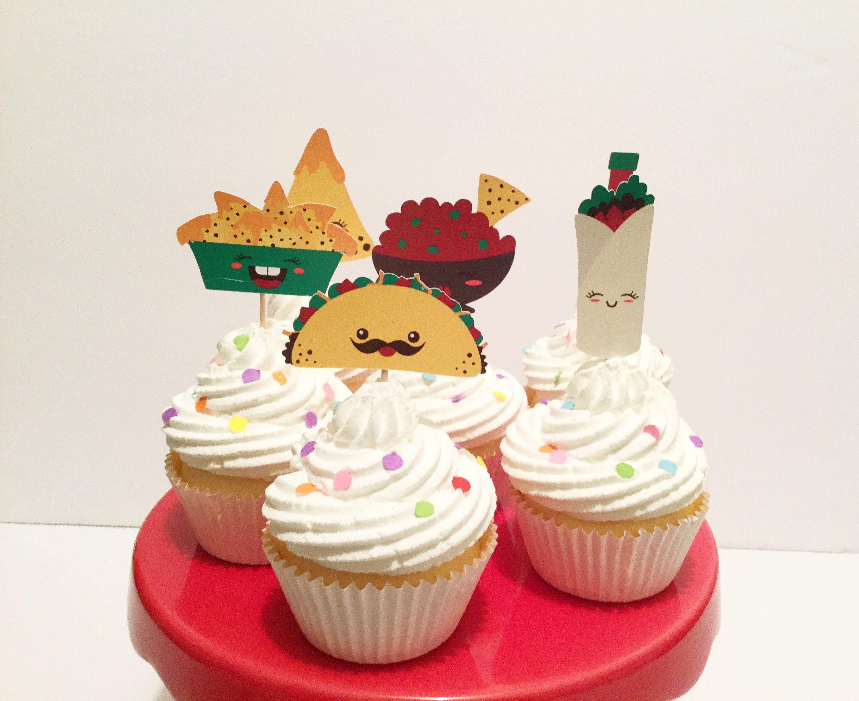 Fiesta Cupcake Toppers Taco Party Decorations Taco Twosday Etsy