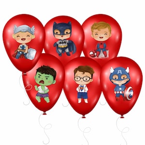 Baby Superhero Boys Balloon Stickers, Superhero Party Supplies
