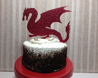 Dragon Cake Topper (Medieval Party, Glitter Decorations, Dragon Decor, Dragon Party, Fantasy, Fairytale)